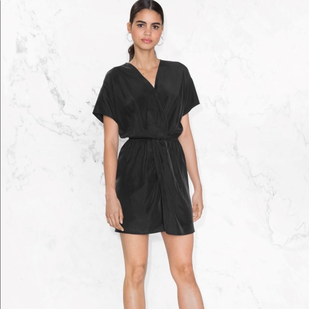 &other stories little black wrap dress